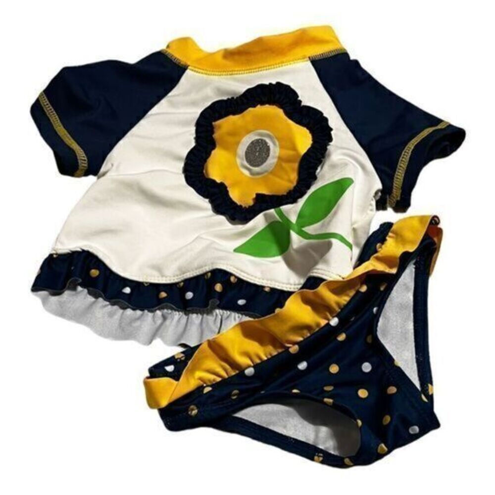 WIPPETTE Two Piece Swimsuit Yellow Flowers & Ruffles